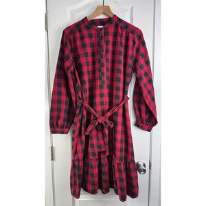 Gap Maternity Women's Flannel Dress Red Black Buffalo Plaid Size L